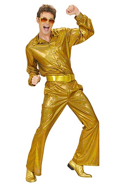 4 Pocket Disco Gold Flare Pants - Gold Disco Ball Men's